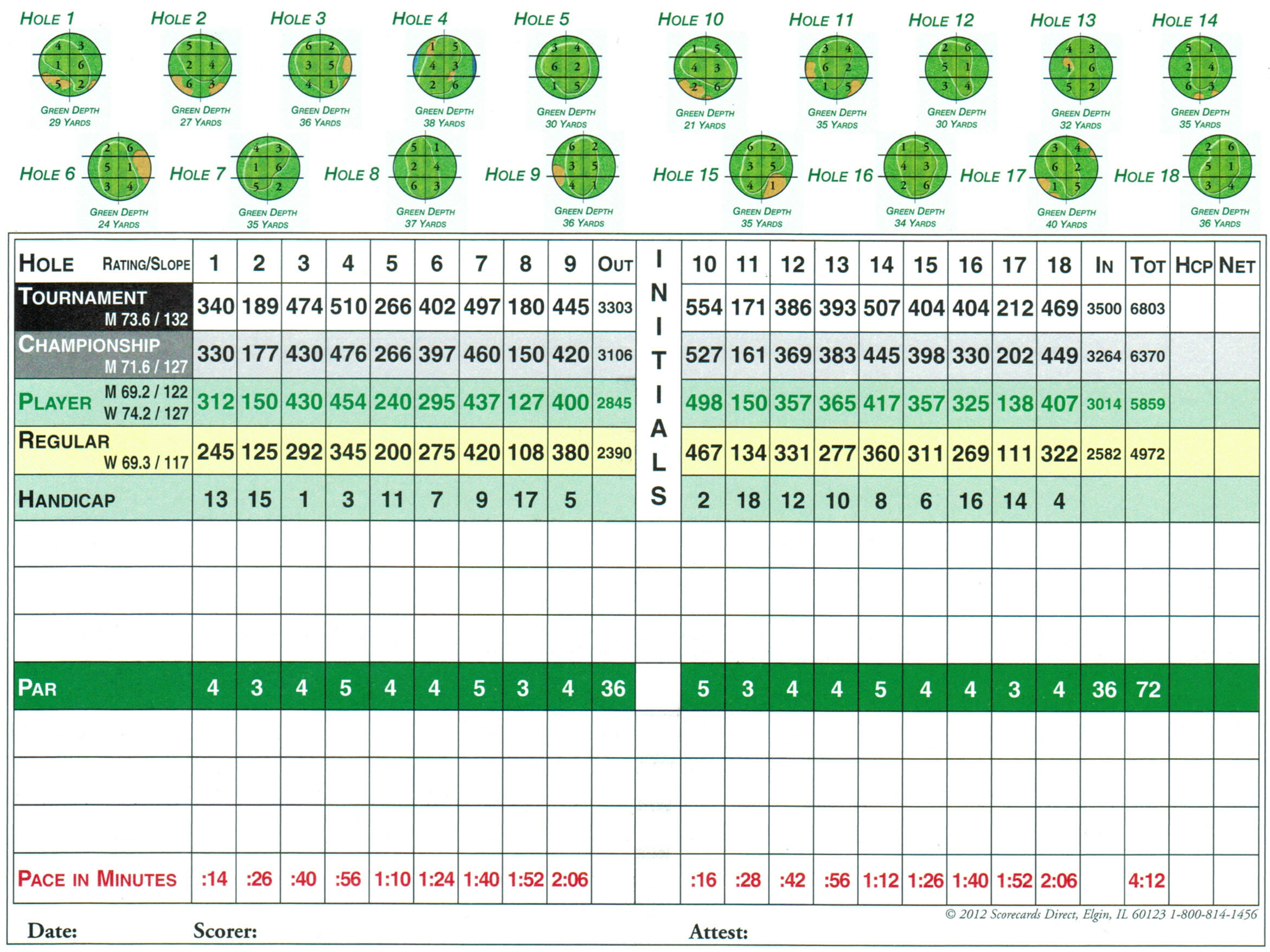 Scorecard Lost Marsh Golf Course